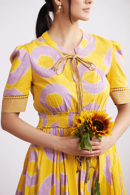 Daina Dress (Mustard and Lilac)