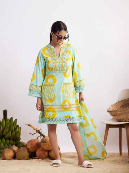 Ginger Dress (Blue and Yellow Bandani)