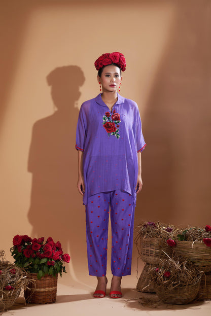 Rosy Kaftan Set (Lilac Blue)