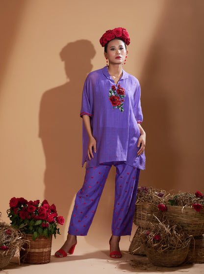 Rosy Kaftan Set (Lilac Blue)