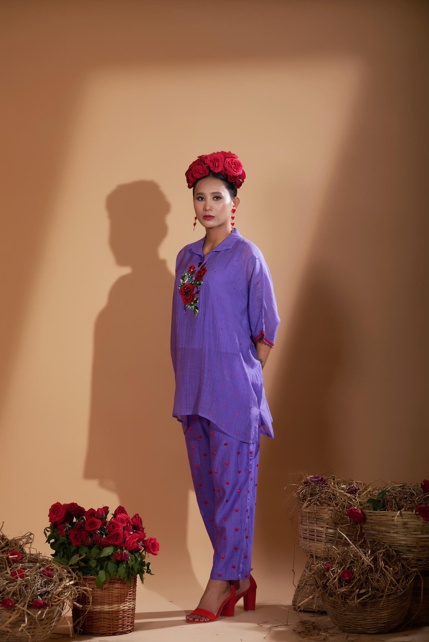 Rosy Kaftan Set (Lilac Blue)