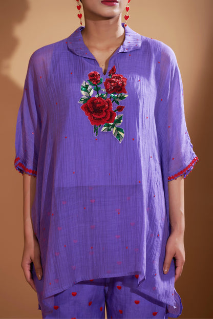 Rosy Kaftan Set (Lilac Blue)