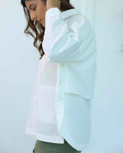 Jiyū Oversized Flap Shirt White