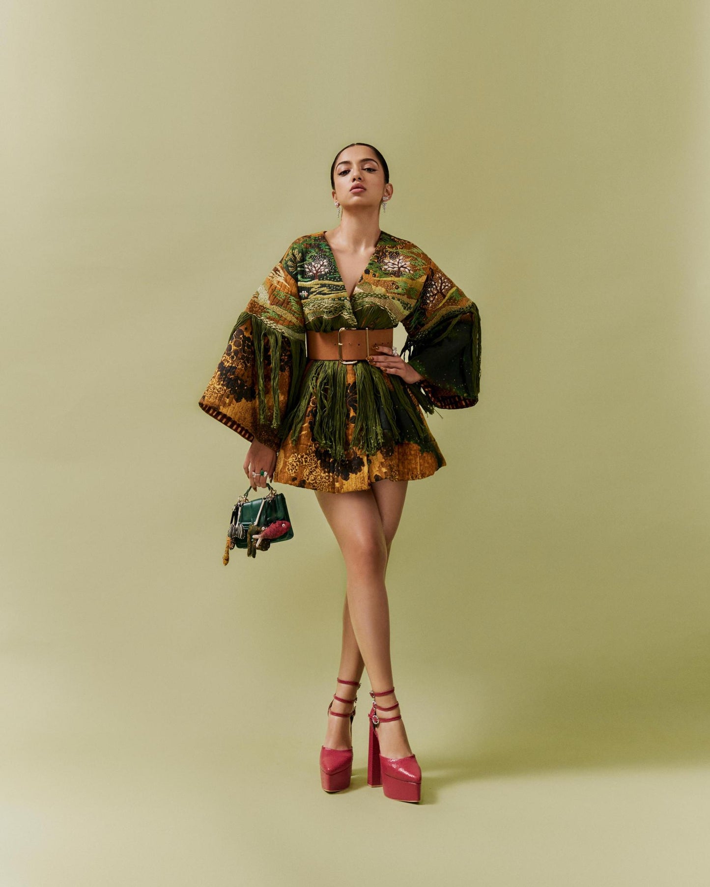 Green Galaxy Quilted Kimono Dress