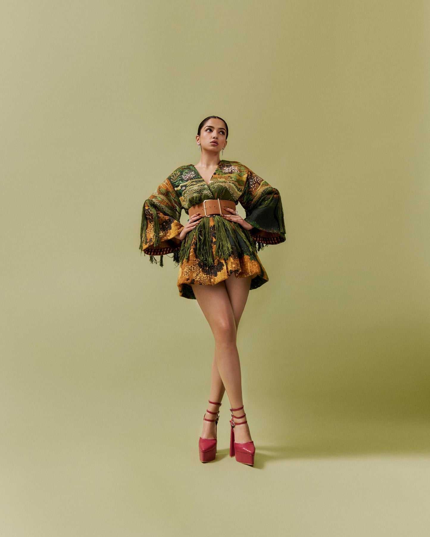 Green Galaxy Quilted Kimono Dress