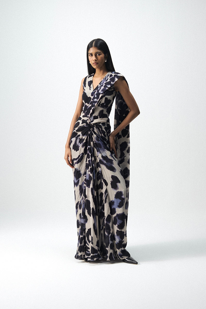 Samburu Top And Pre-draped Saree Set