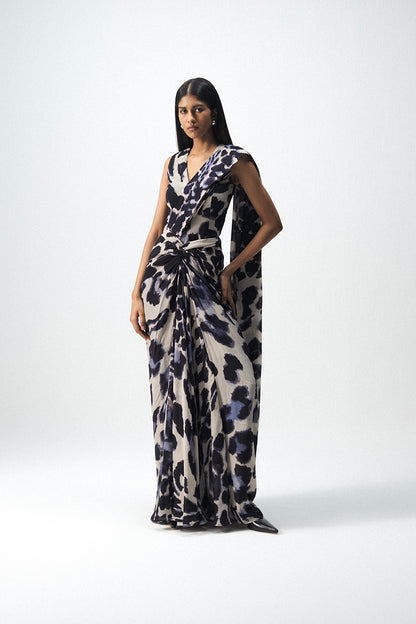 Samburu Top And Pre-draped Saree Set