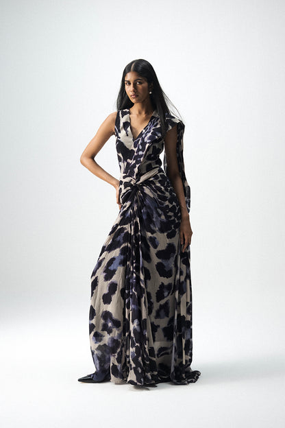 Samburu Top And Pre-draped Saree Set