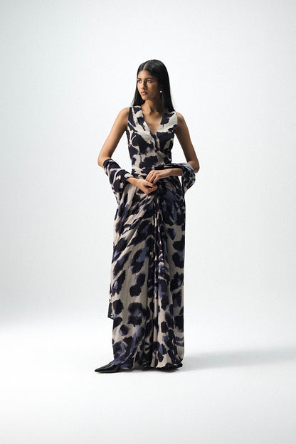 Samburu Top And Pre-draped Saree Set