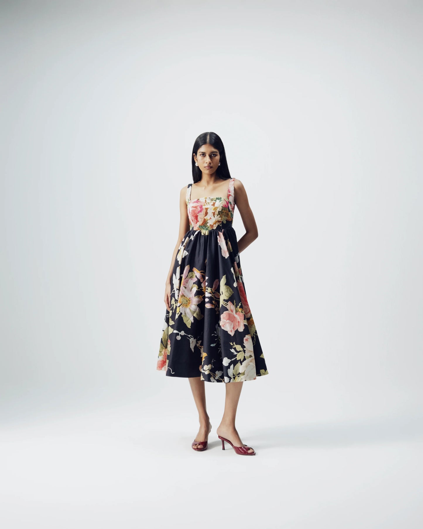 Carmine Embroidered Dress