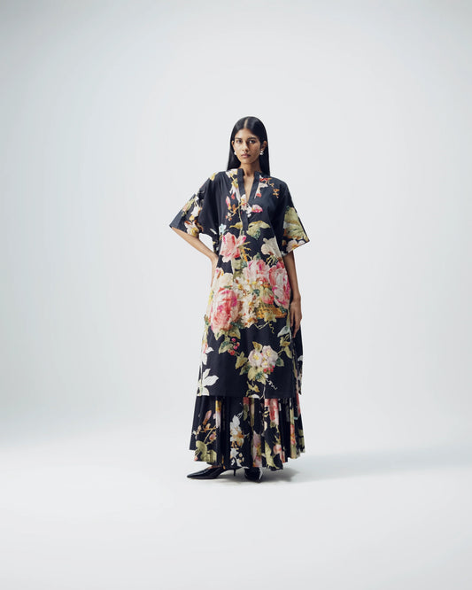 Carmine Embroidered Kurta & Skirt Set