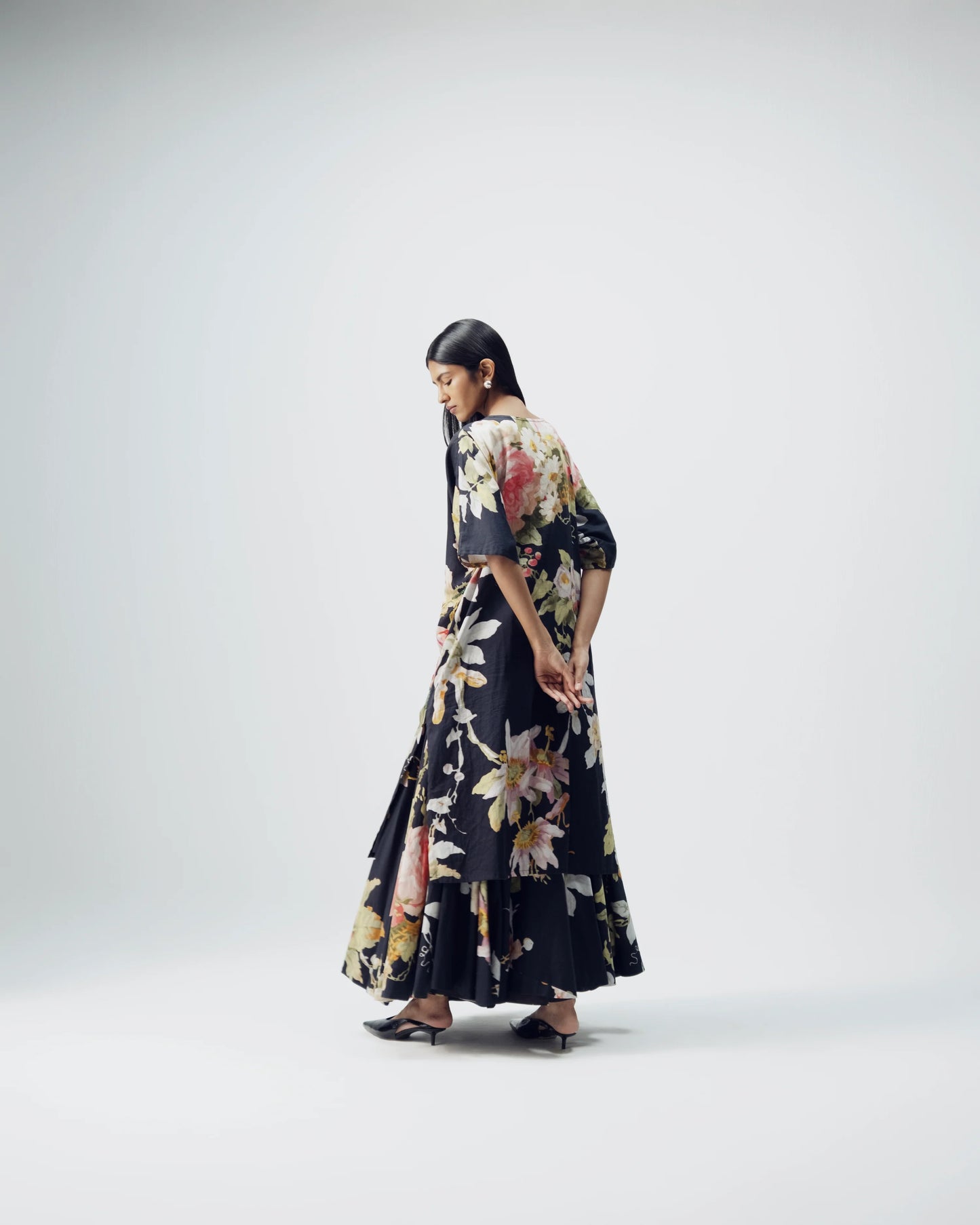 Carmine Embroidered Kurta & Skirt Set