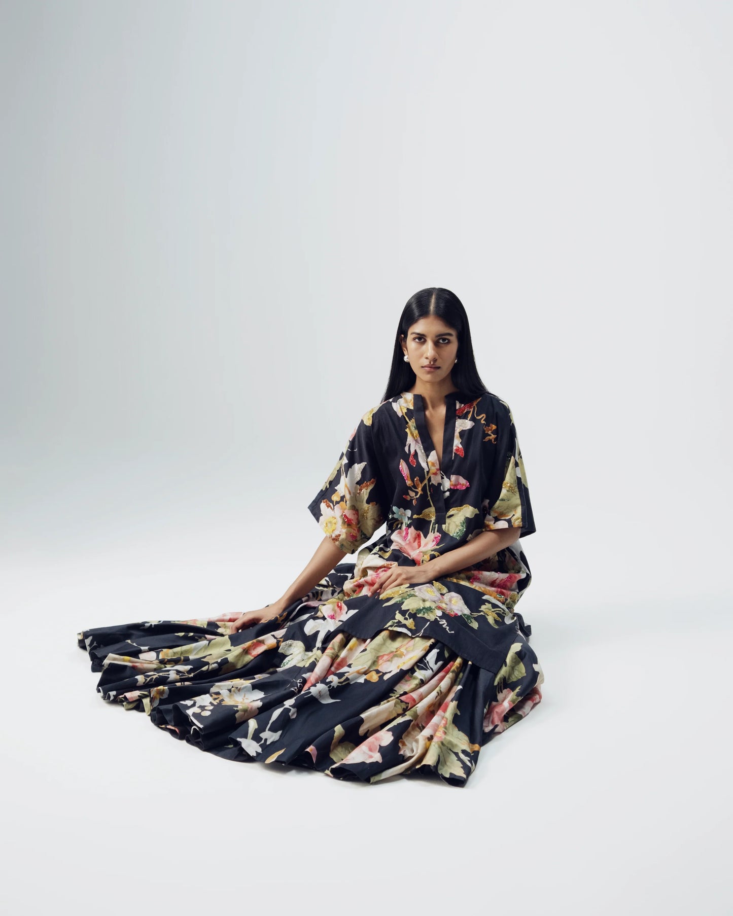 Carmine Embroidered Kurta & Skirt Set