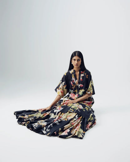 Carmine Embroidered Kurta & Skirt Set