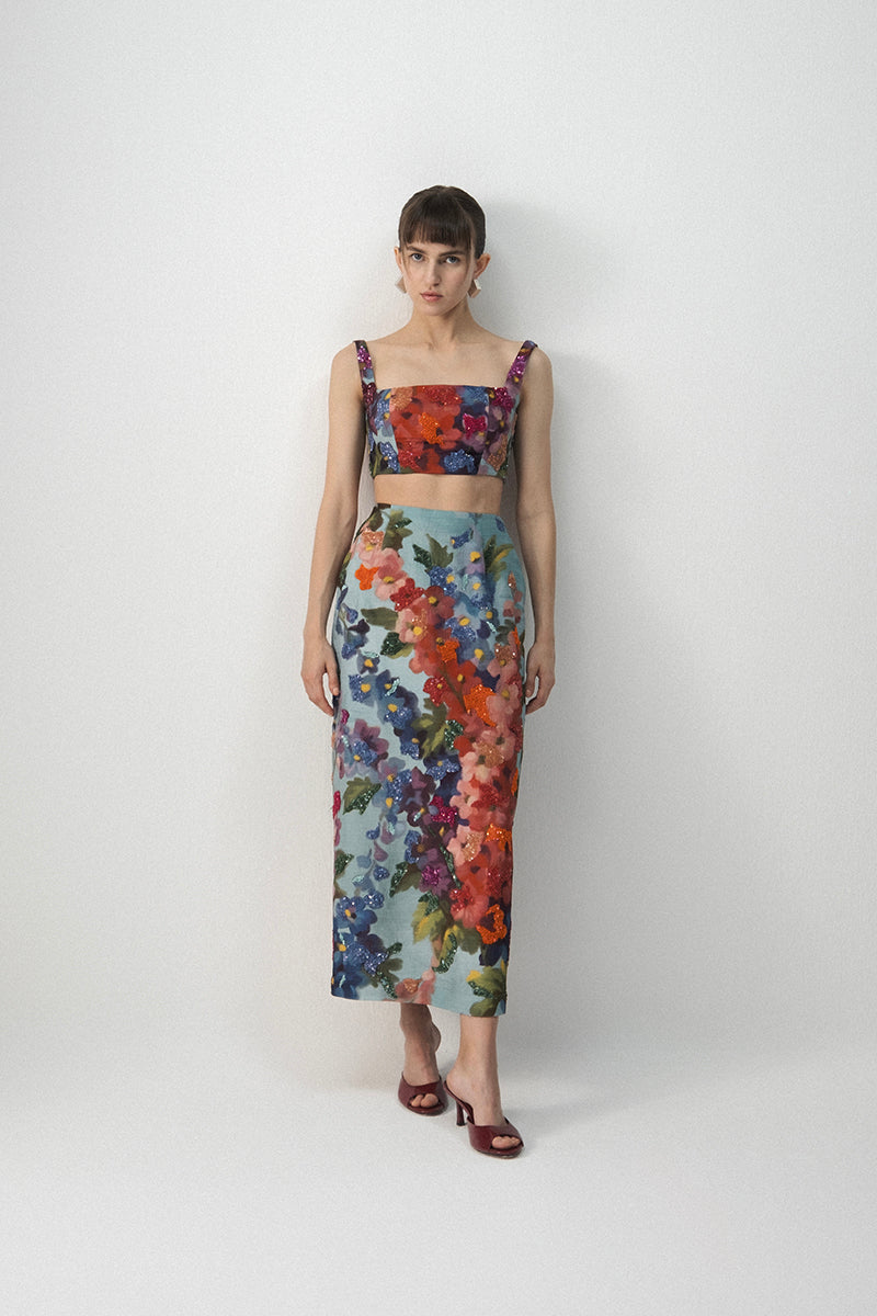 Darlington Embroidered Blouse And Skirt