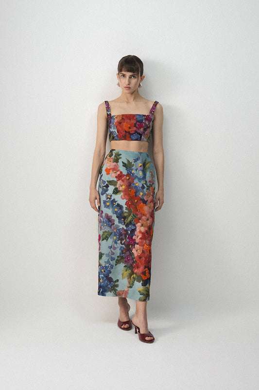 Darlington Embroidered Blouse And Skirt