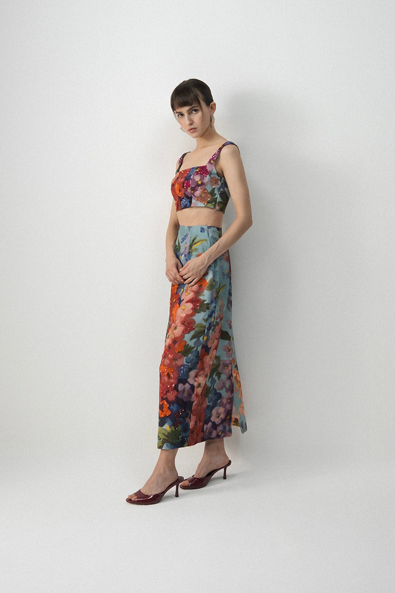 Darlington Embroidered Blouse And Skirt