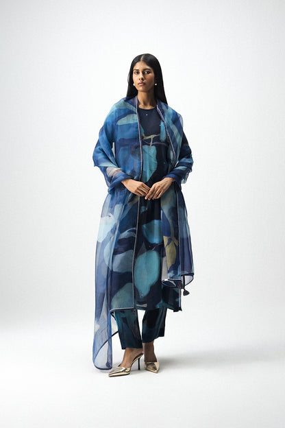 Blue Lagoon Mukaish Embroidered Kurta Set