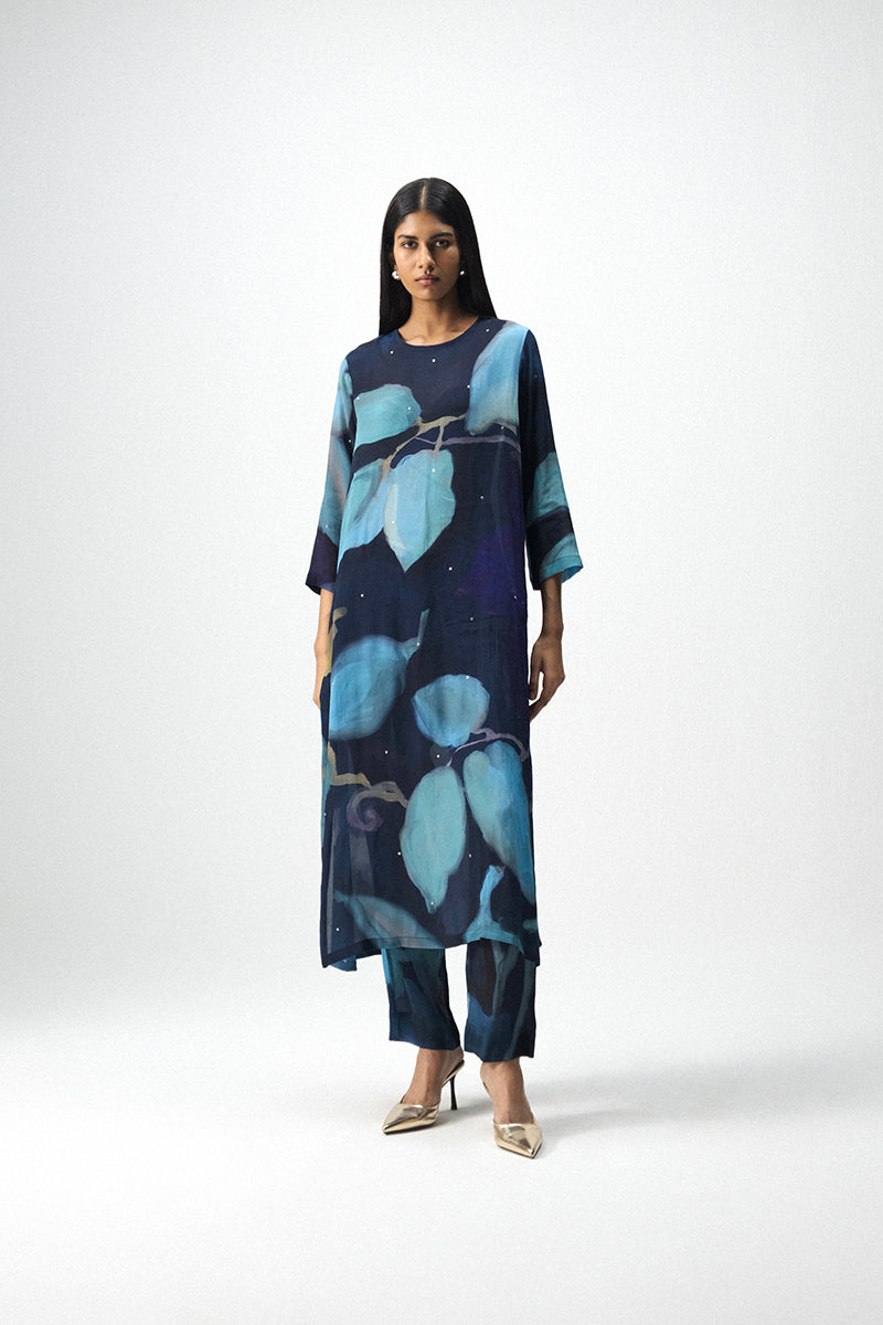 Blue Lagoon Mukaish Embroidered Kurta Set