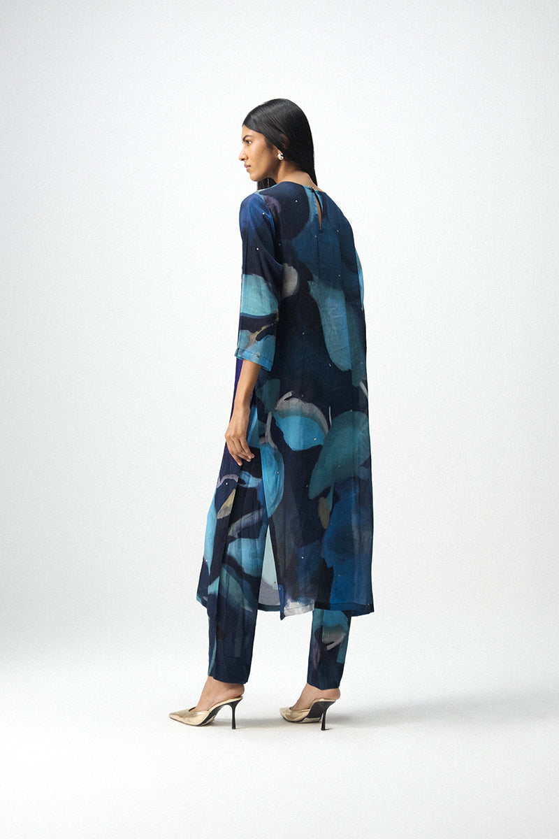 Blue Lagoon Mukaish Embroidered Kurta Set