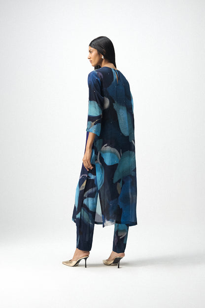 Blue Lagoon Mukaish Embroidered Kurta Set