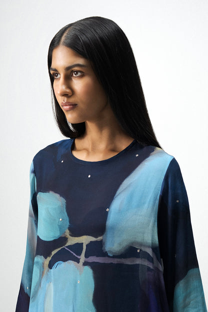 Blue Lagoon Mukaish Embroidered Kurta Set