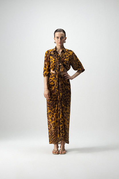 Chitara Tie Up Top And Knotted Skirt Set