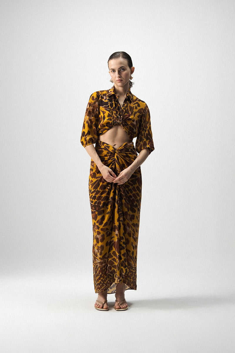 Chitara Tie Up Top And Knotted Skirt Set