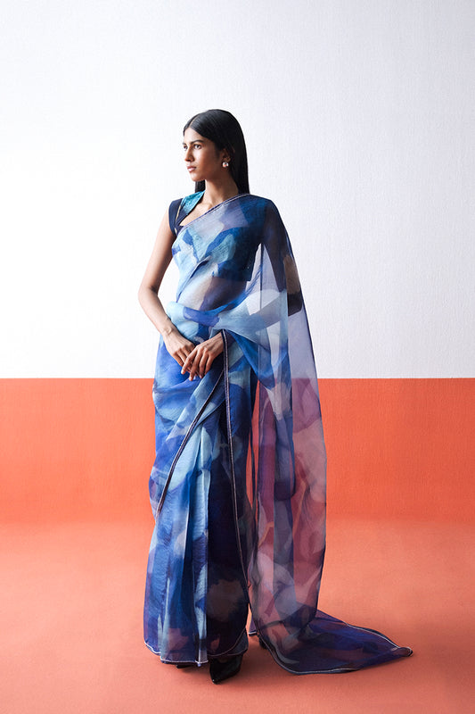 Blue Lagoon Organza Saree