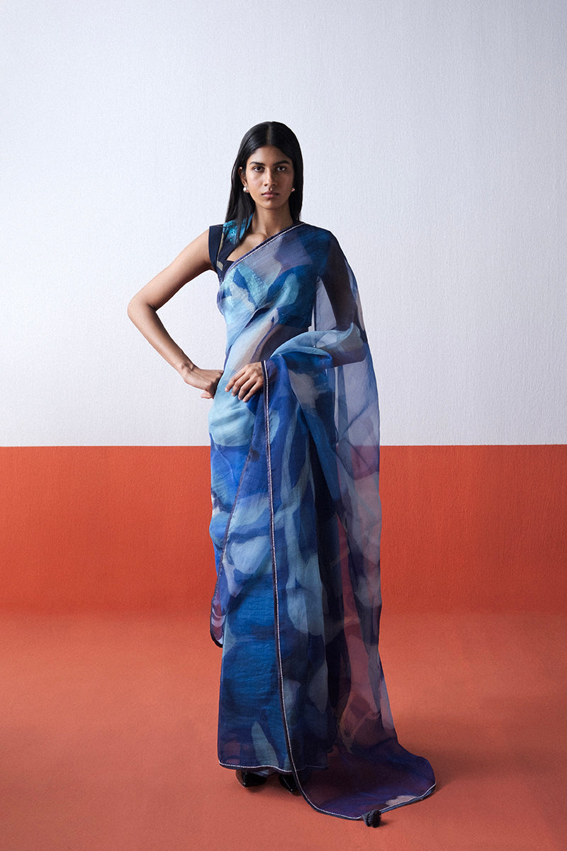 Blue Lagoon Organza Saree