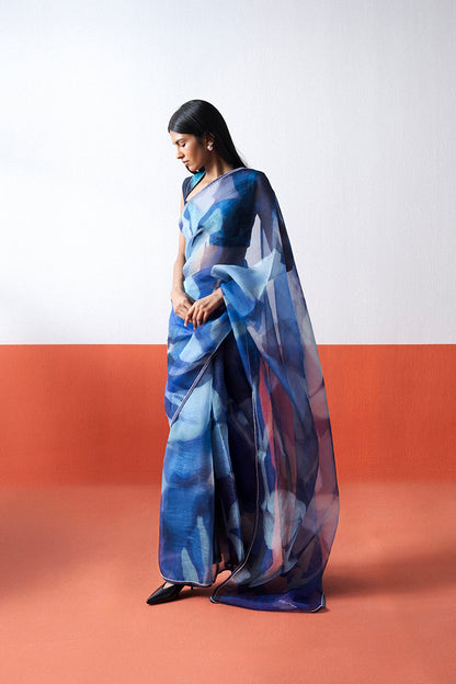 Blue Lagoon Organza Saree