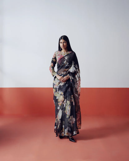 Carmine Embroidered Saree