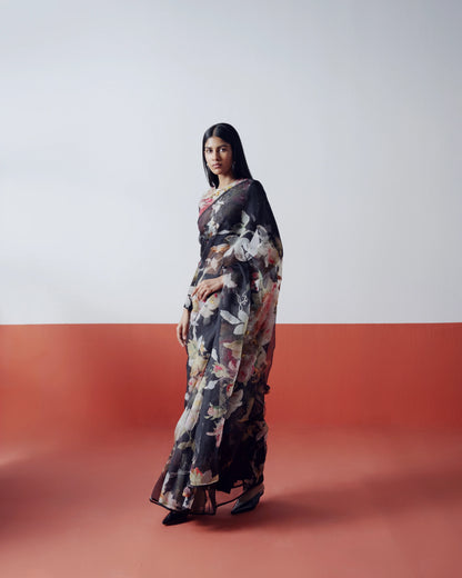 Carmine Embroidered Saree