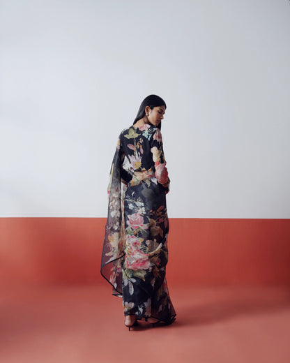 Carmine Embroidered Saree