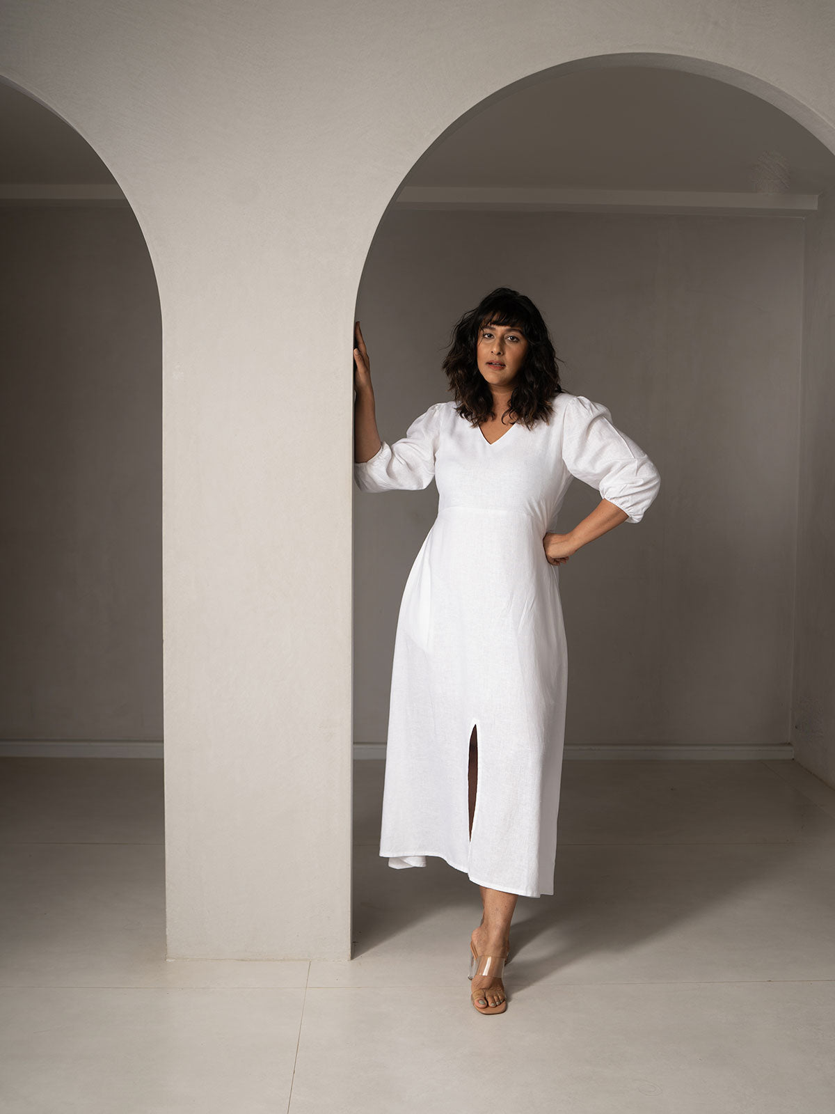 Amal Linen Slit Dress