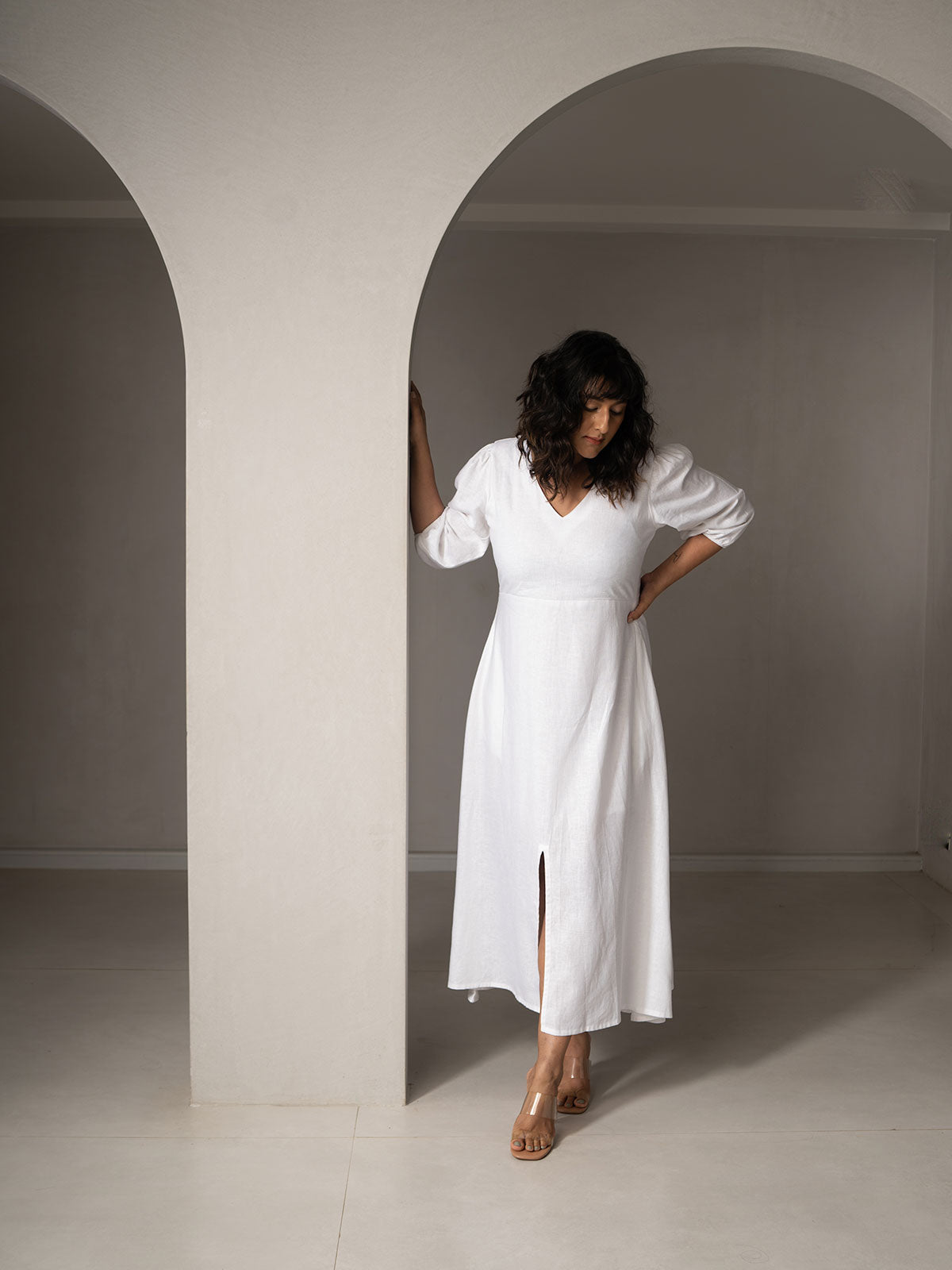 Amal Linen Slit Dress