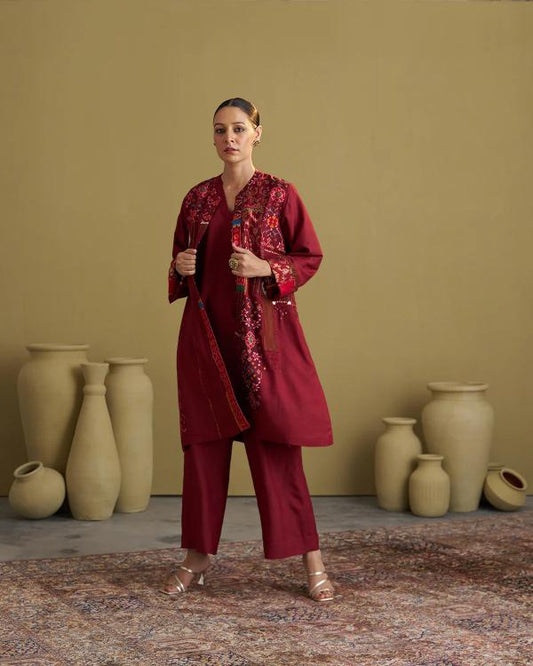 The Burgundy Anokhi Jacket with Patan Patola