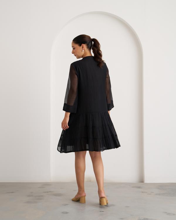 The Twilight Black Mul Chanderi Dress