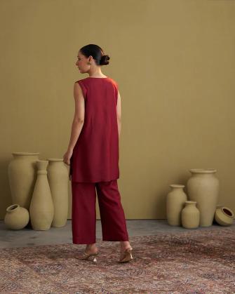 Burgundy Silk Cotton Set