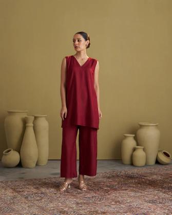 Burgundy Silk Cotton Set