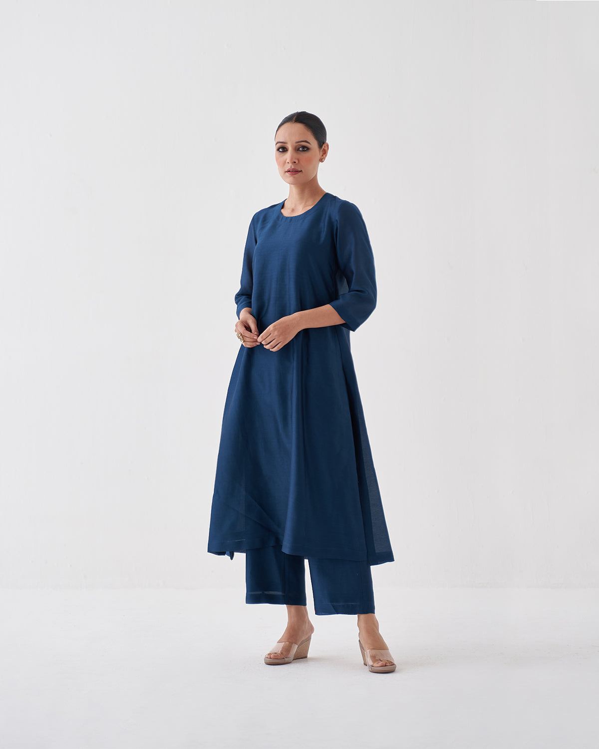 Midnight Blue Silk Chanderi Set