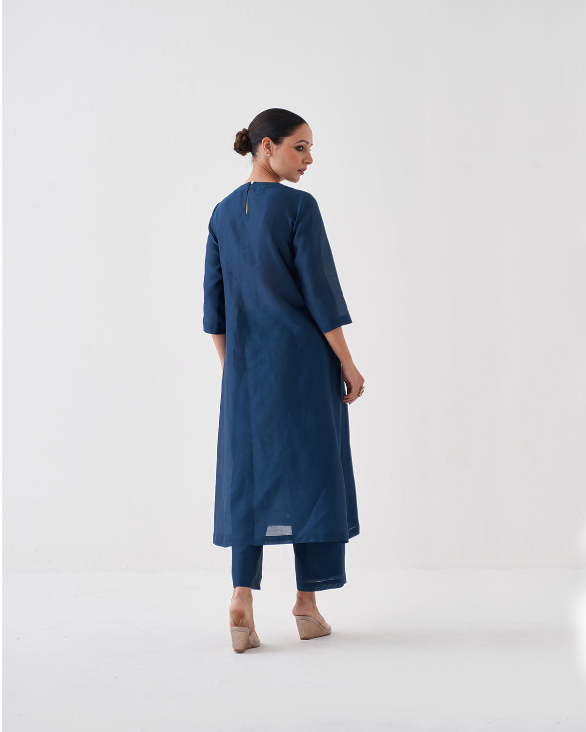 Midnight Blue Silk Chanderi Set