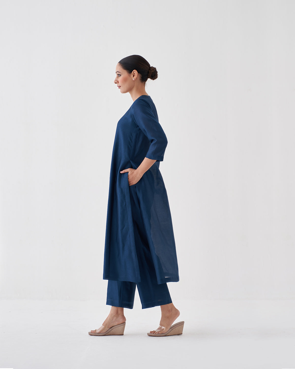 Midnight Blue Silk Chanderi Set