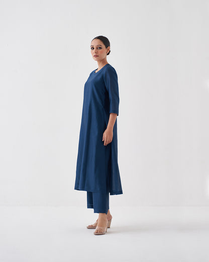 Midnight Blue Silk Chanderi Set