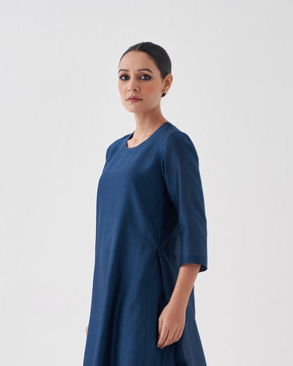 Midnight Blue Silk Chanderi Set