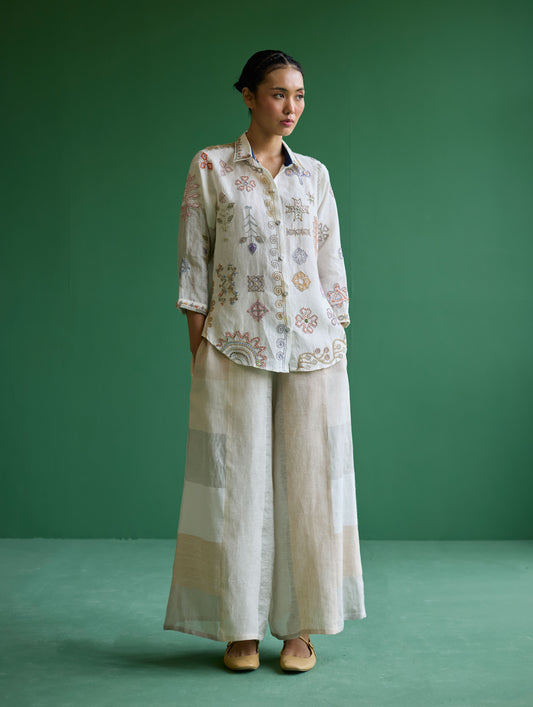 Tansa Hand-Embroidered Co-ord Set - Ivory