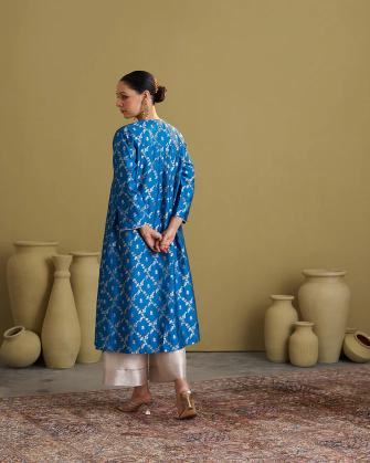 Feroza Blue Banarasi katan Silk Set