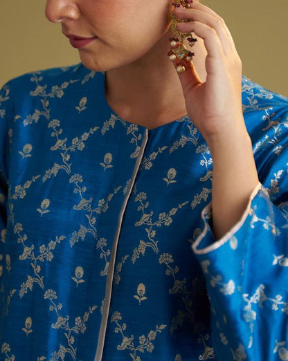 Feroza Blue Banarasi katan Silk Set