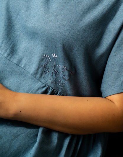 Yuuma Linen Dress Pacific Blue