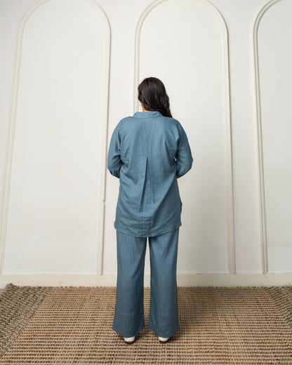 Tomoyo Linen Coord Set Pacific Blue